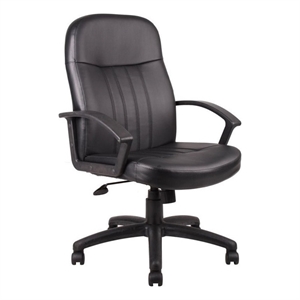 Pemberly Row Leather Contemporary Executive Office Chair in Black
