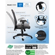 Pemberly Row Ventilation Web Mesh Back Task Office Chair in Black