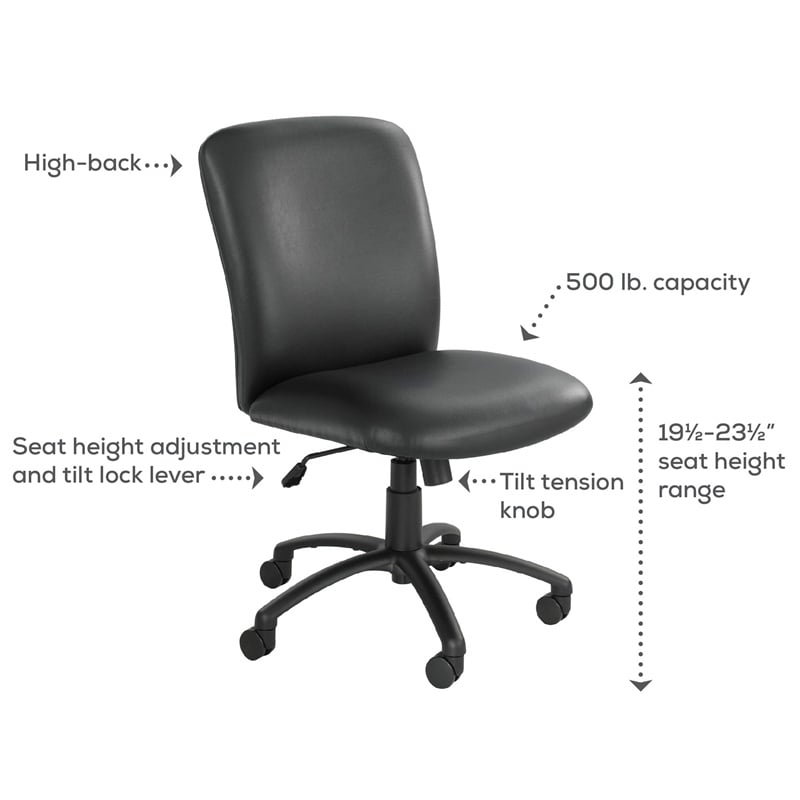 Pemberly Row Big and Tall High Back Task Office Chair in Black Vinyl