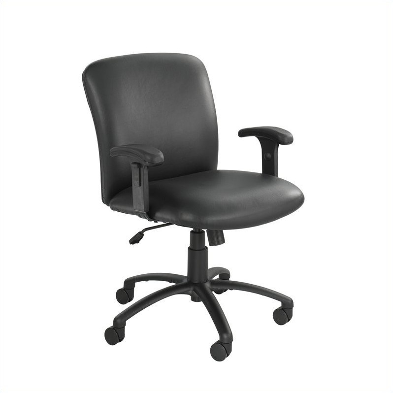 Pemberly Row Big and Tall Mid Back Armless Task Office Chair in Black Vinyl