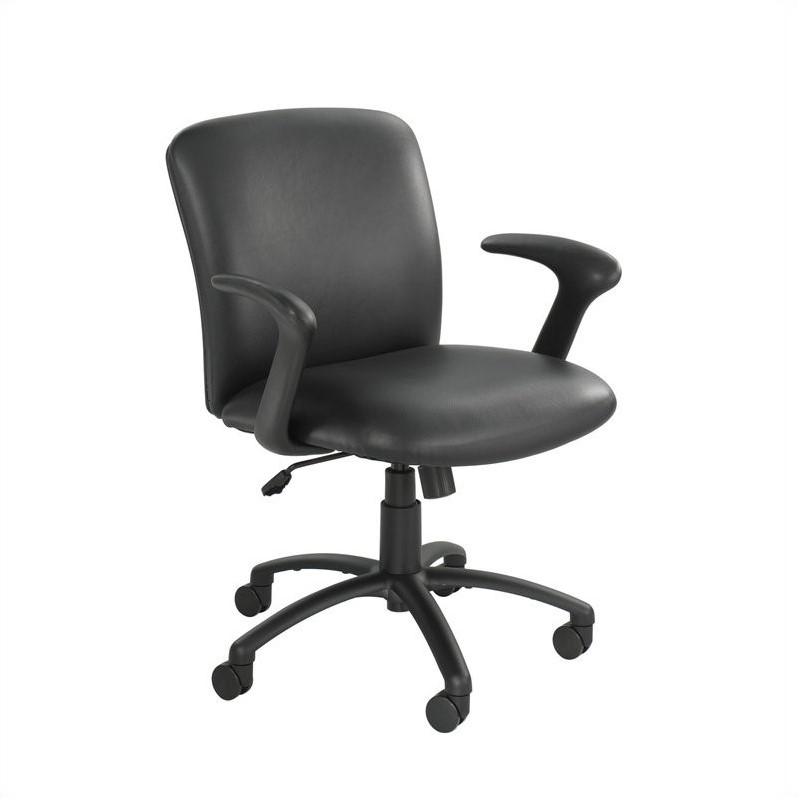 Pemberly Row Big and Tall Mid Back Armless Task Office Chair in Black Vinyl