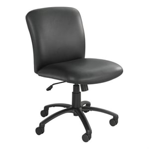 Pemberly Row Big and Tall Mid Back Armless Task Office Chair in Black Vinyl
