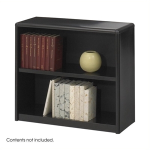Pemberly Row Contemporary 2 Shelf Economy Steel Bookcase in Black