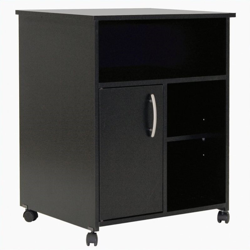 Pemberly Row Modern / Contemporary Printer Wood Stand in Pure Black