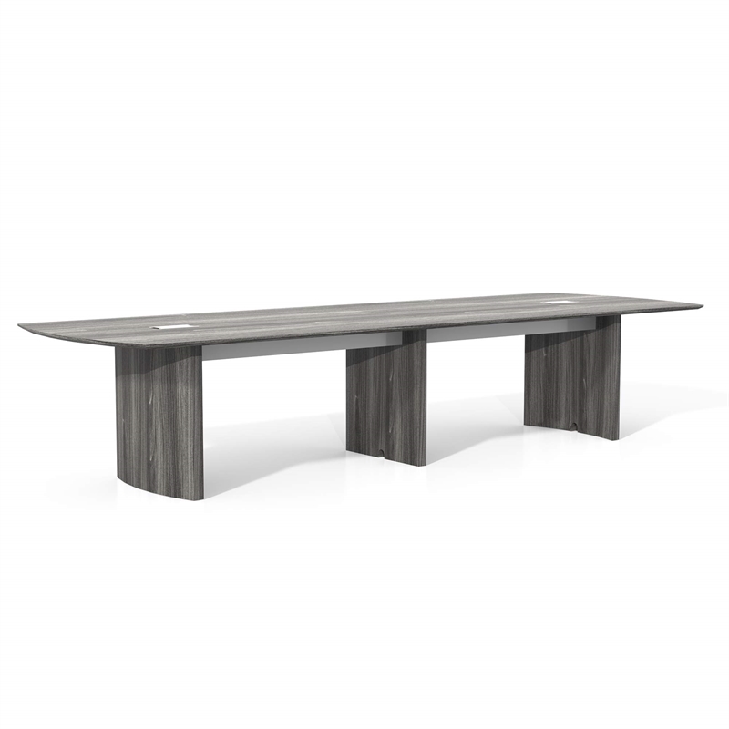 Pemberly Row Contemporary 12' Conference Table in Gray Steel Laminate