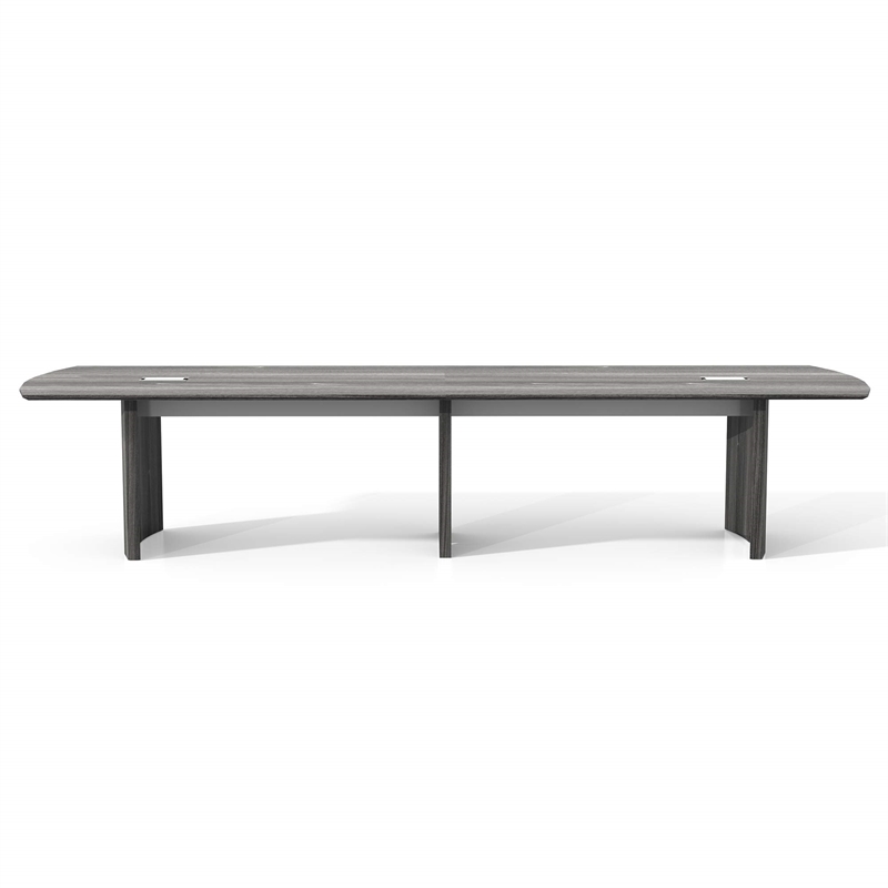Pemberly Row Contemporary 12' Conference Table in Gray Steel Laminate