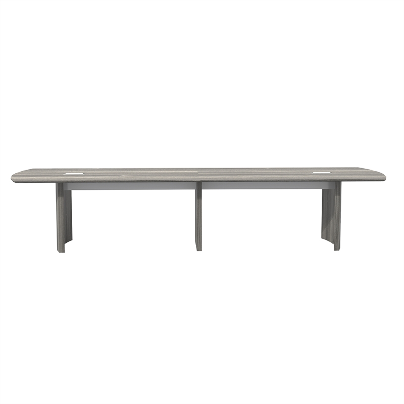 Pemberly Row Contemporary 14' Conference Table in Gray Steel