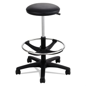 Pemberly Row Contemporary Adjustable Backless Drafting Chair in Black