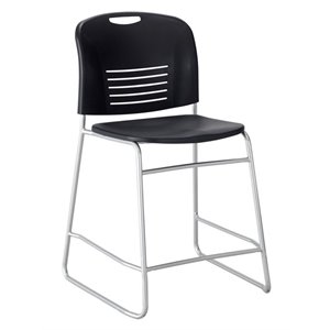 Pemberly Row Contemporary 25&quot Counter Drafting Chair in Black and Silver