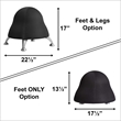 Pemberly Row Low Profile Vinyl Upholstered Ball Chair in Black
