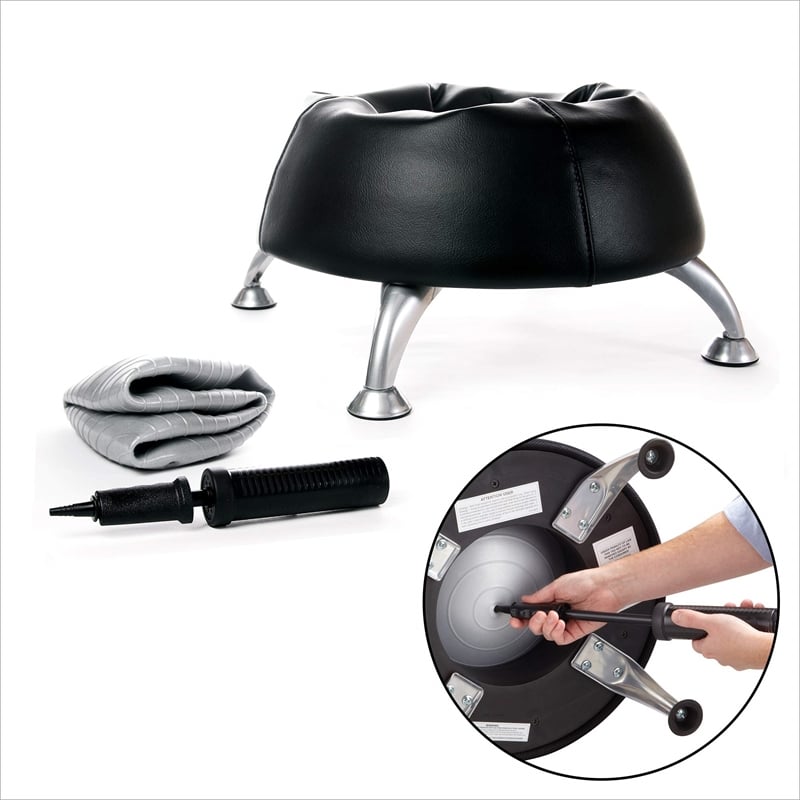Pemberly Row Low Profile Vinyl Upholstered Ball Chair in Sour Apple