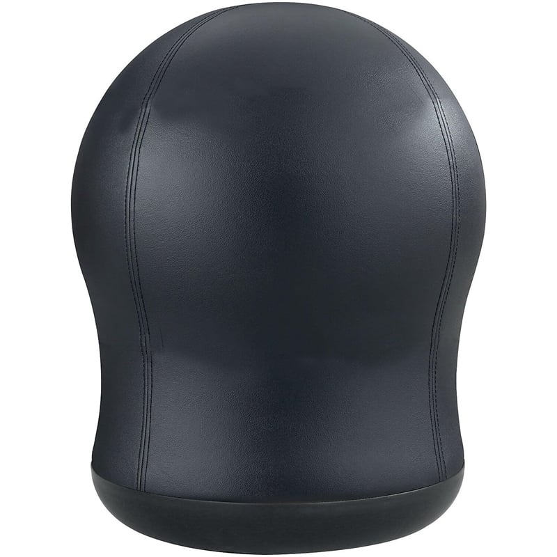 Pemberly Row Contemporary Faux Leather Swivel Ball Office Chair in Black