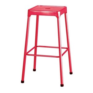 Pemberly Row Contemporary 29&quot Steel Backless Bar Stool in Glossy Red