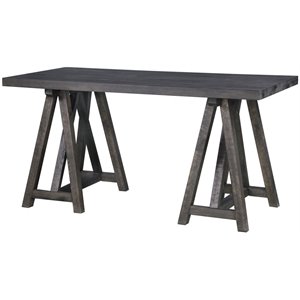 Pemberly Row Contemporary Home Office Desk in Weathered Charcoal