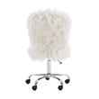 Pemberly Row Faux Fur Upholstered Armless Office Task Chair in Cream White