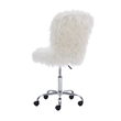 Pemberly Row Faux Fur Upholstered Armless Office Task Chair in Cream White