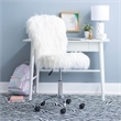 Pemberly Row Faux Fur Upholstered Armless Office Task Chair in Cream White