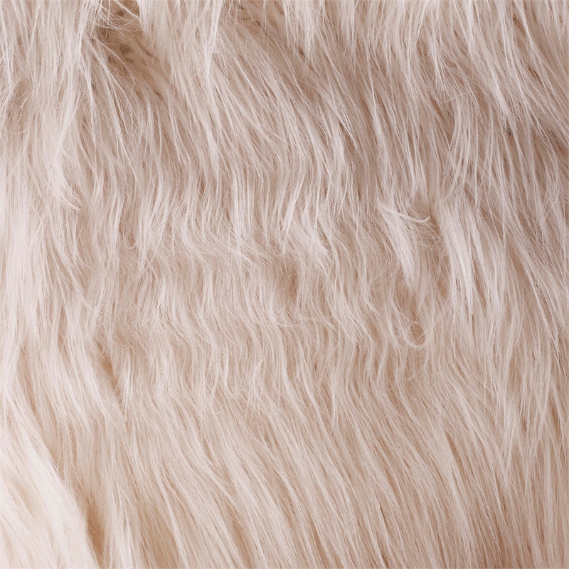 Pemberly Row Contemporary Faux Fur Swivel Office Chair in Pink