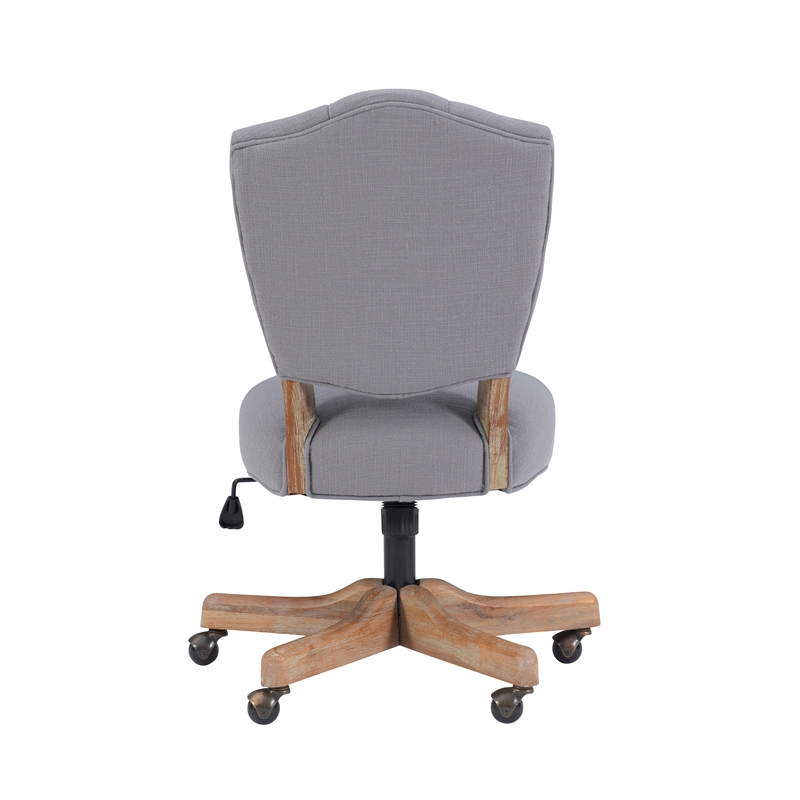Pemberly Row Contemporary Wood Upholstered Swivel Office Chair in Gray