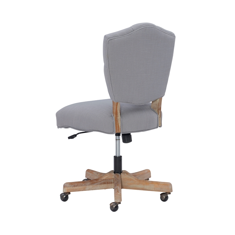 Pemberly Row Contemporary Wood Upholstered Swivel Office Chair in Gray
