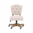 Pemberly Row Contemporary Wood Upholstered Swivel Office Chair in Beige