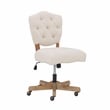 Pemberly Row Contemporary Wood Upholstered Swivel Office Chair in Beige
