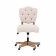 Pemberly Row Contemporary Wood Upholstered Swivel Office Chair in Beige