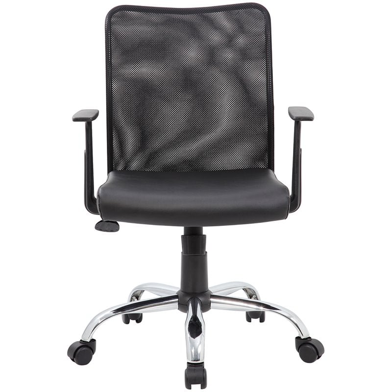 Pemberly Row Contemporary Mesh Back Swivel Task Chair in Black