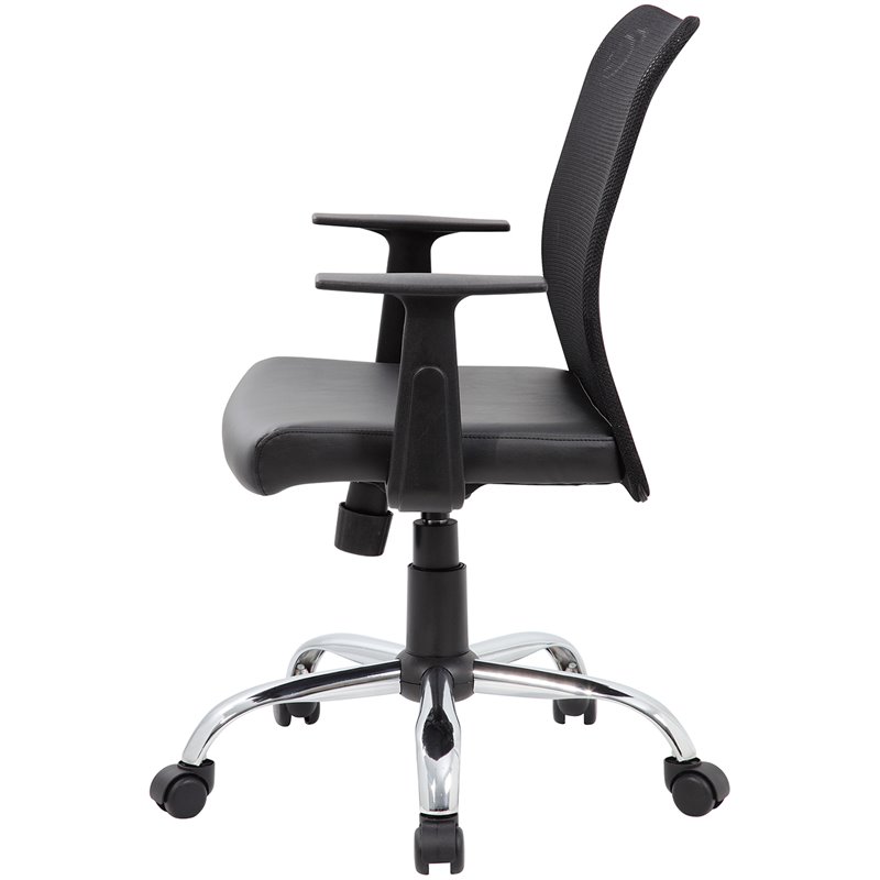 Pemberly Row Contemporary Mesh Back Swivel Task Chair in Black