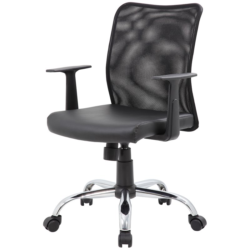 Pemberly Row Contemporary Mesh Back Swivel Task Chair in Black