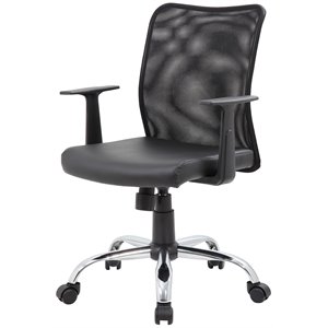 Pemberly Row Contemporary Mesh Back Swivel Task Chair in Black
