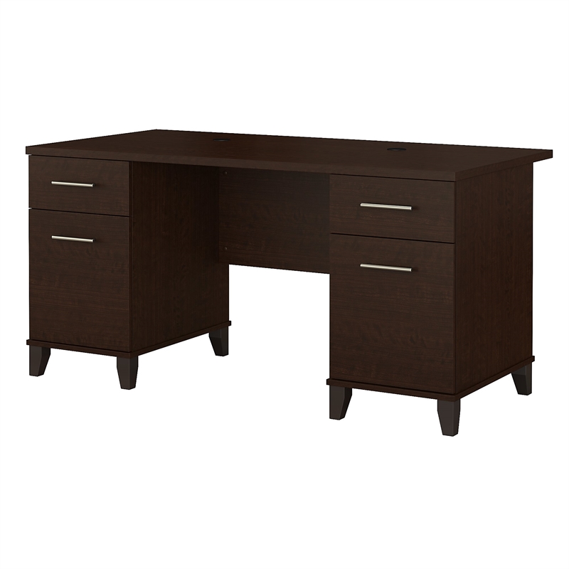 Pemberly Row Modern / Contemporary 60W Office Desk in Mocha Cherry