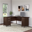 Pemberly Row Contemporary 60W L Desk in Mocha Cherry - Engineered Wood