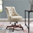 Pemberly Row Wood Upholstered Adjustable Office Chair in Beige