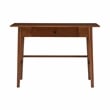 Pemberly Row 1-Drawer Mid-Century Wood Desk w/ Rounded Legs in Warm Walnut