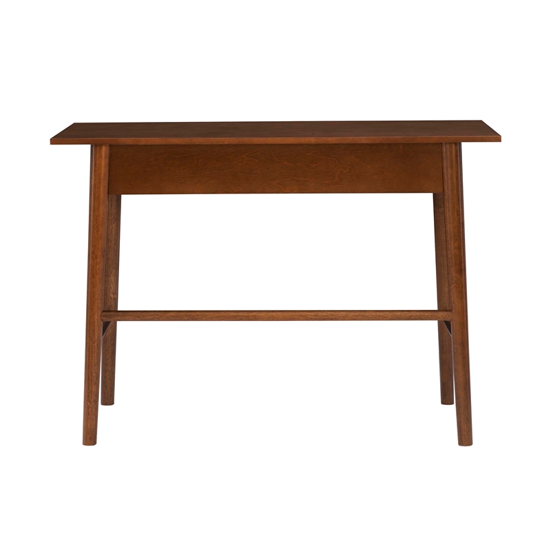 Pemberly Row 1-Drawer Mid-Century Wood Desk w/ Rounded Legs in Warm Walnut