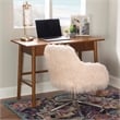 Pemberly Row 1-Drawer Mid-Century Wood Desk w/ Rounded Legs in Warm Walnut