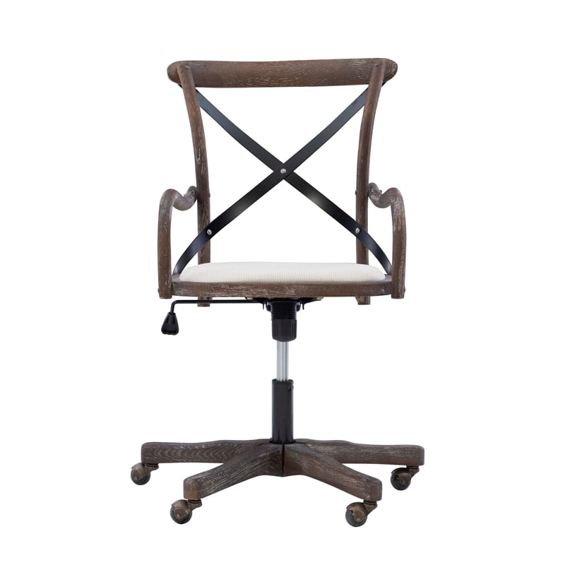 Pemberly Row Contemporary Adjustable Swivel Cafe Office Chair in Brown
