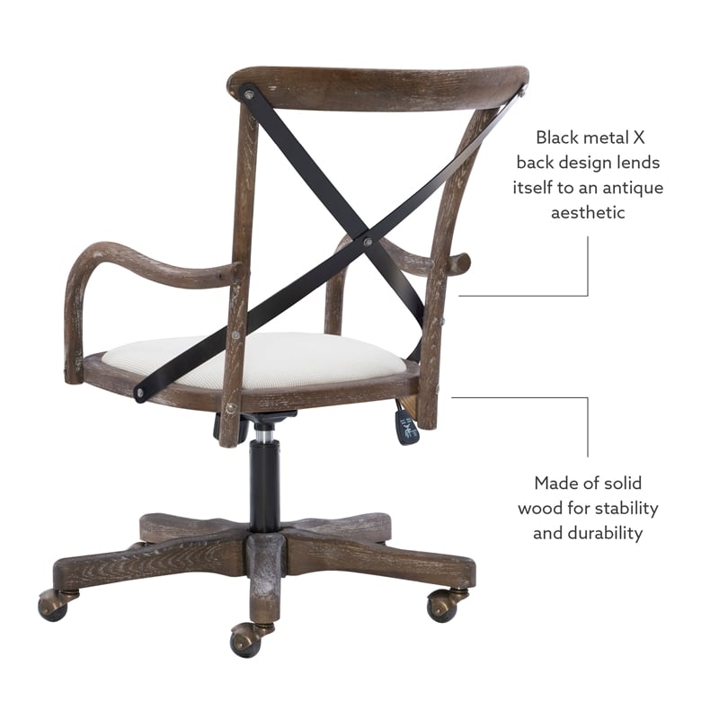 Pemberly Row Contemporary Adjustable Swivel Cafe Office Chair in Brown
