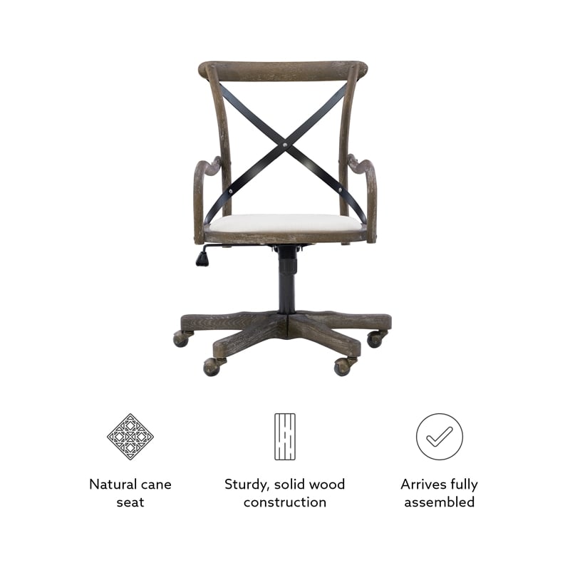 Pemberly Row Contemporary Adjustable Swivel Cafe Office Chair in Brown