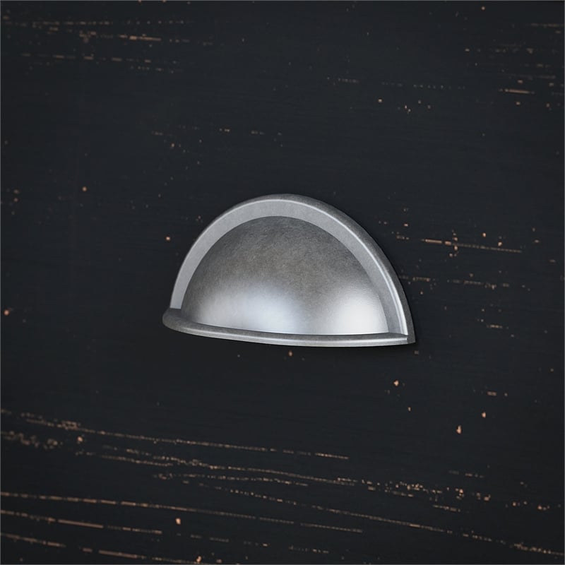 Pemberly Row Engineered Wood L Desk 5 Pc Office Set w/ Storage in Antique Black