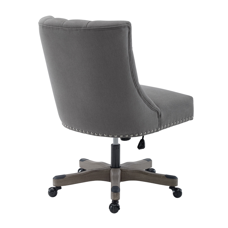 Pemberly Row Contemporary Wood Upholstered Office Chair in Light Gray