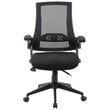 Pemberly Row Contemporary Mesh Swivel Flip Arm Office Chair in Black