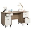 Pemberly Row Contemporary Executive Desk in Sky Oak and White