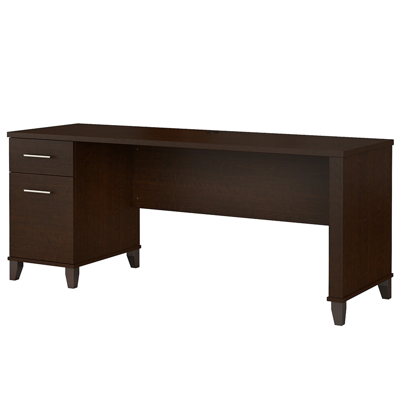Pemberly Row 72W Office Desk with Drawers in Mocha Cherry - Eng Wood