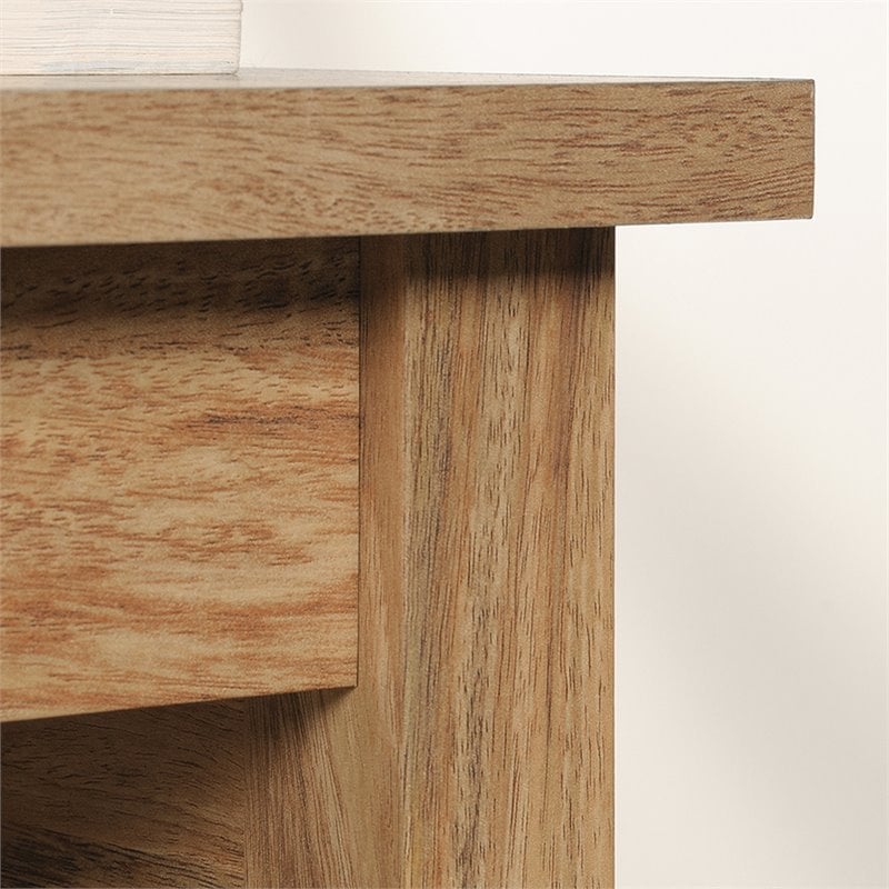 Pemberly Row Engineered Wood L-Shaped Desk in Sindoori Mango/Natural