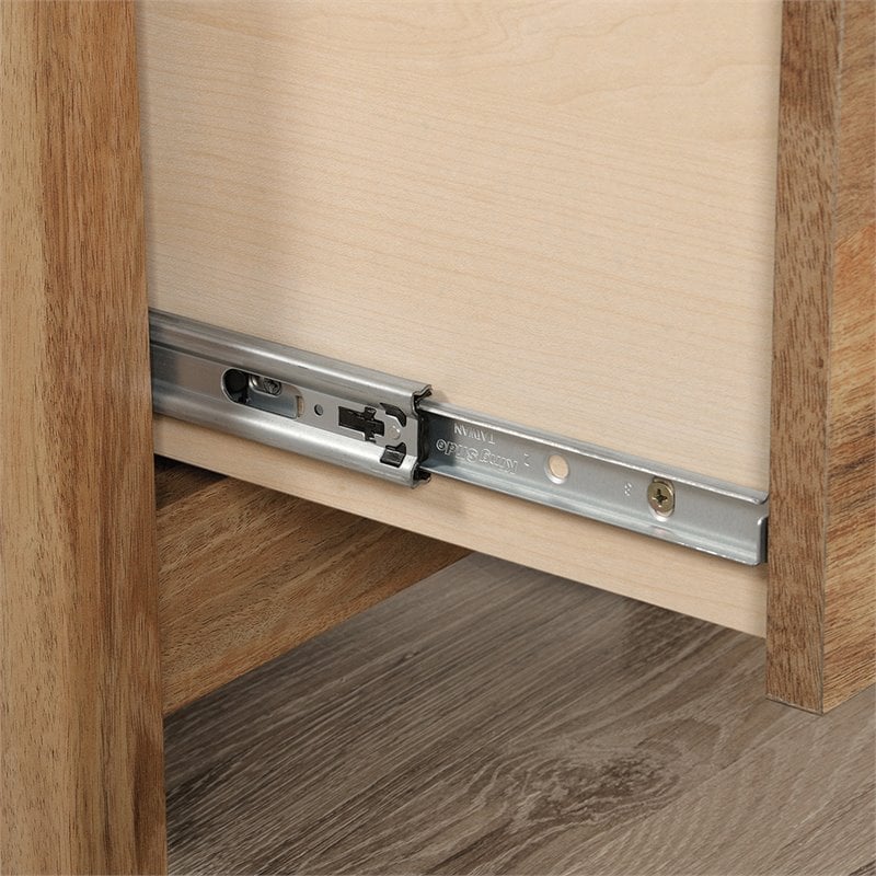 Pemberly Row Engineered Wood L-Shaped Desk in Sindoori Mango/Natural
