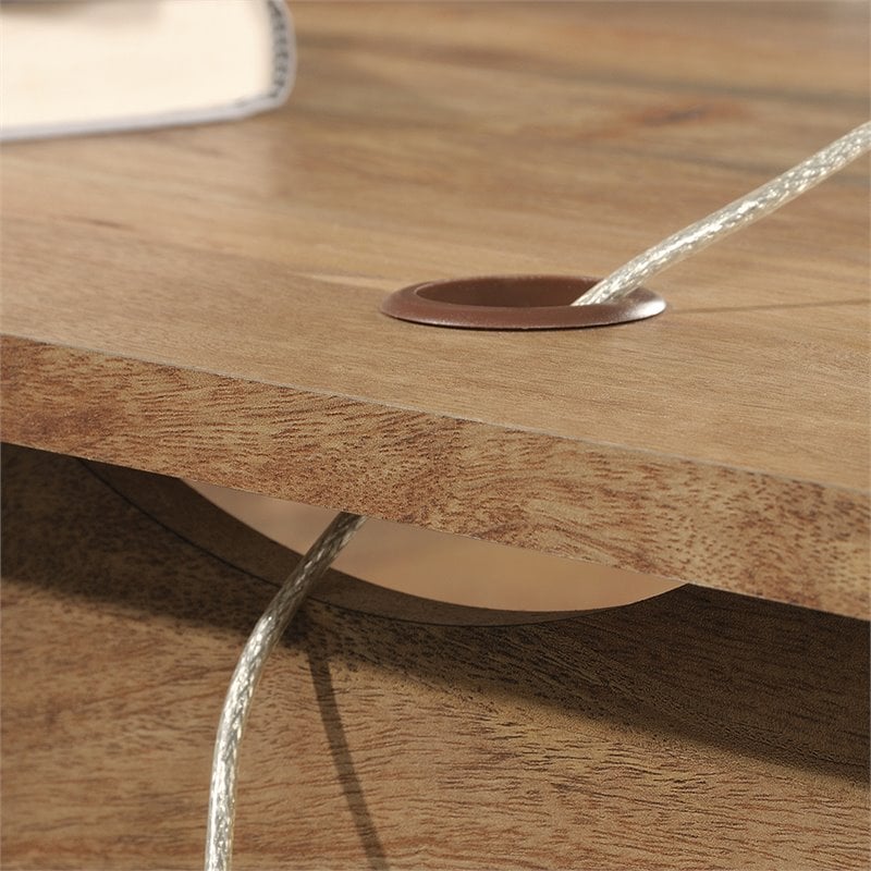 Pemberly Row Engineered Wood L-Shaped Desk in Sindoori Mango/Natural