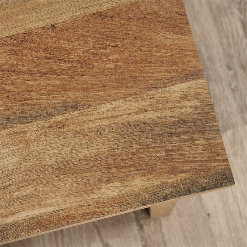 Pemberly Row Engineered Wood L-Shaped Desk in Sindoori Mango/Natural