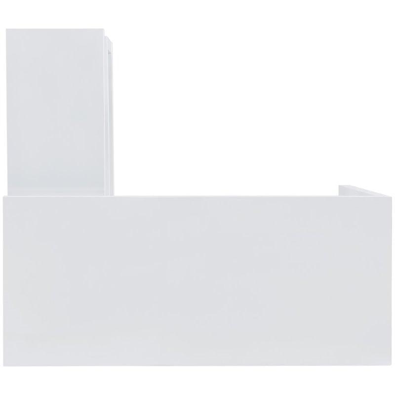 Pemberly Row Adjustable Corner Writing Desk in White and Chrome